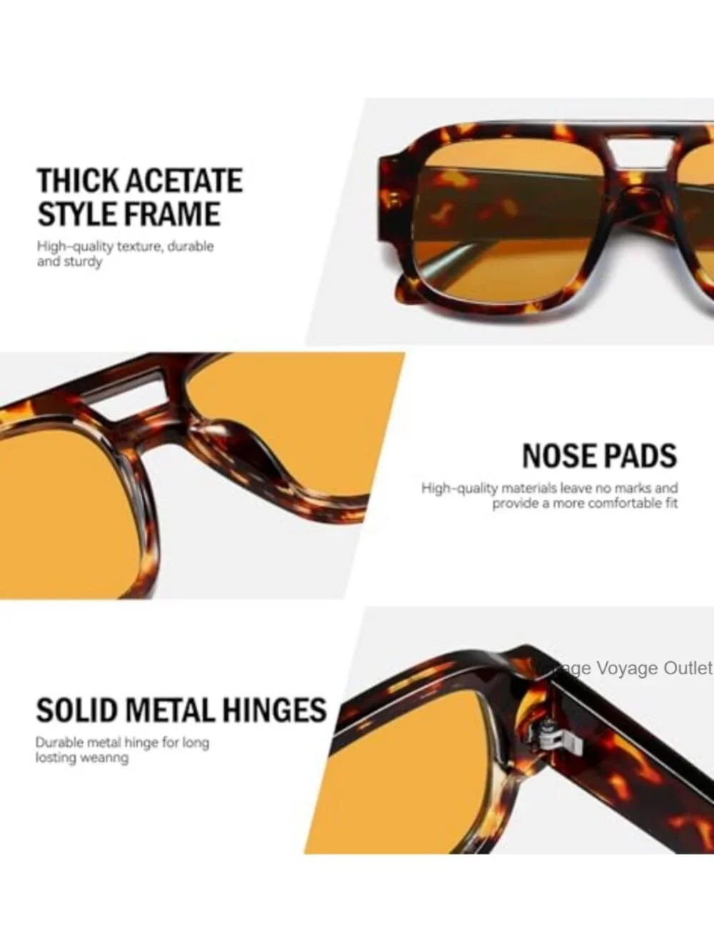 Square Aviator Sunglasses Y2K Double Bridge UV400 Retro Eyewear